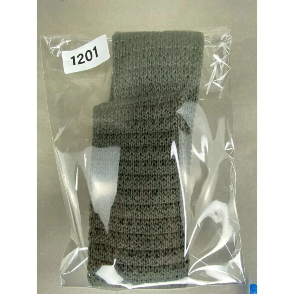 VTG Rufflernit by Rooster Mohair Wool Knit Tie Grey Sage Green Square End 51x3